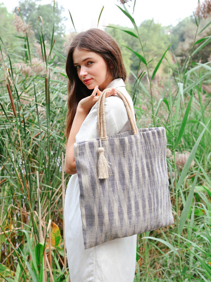 Nadi Jute Tote Bag - Blue