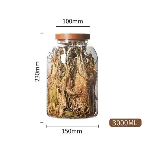 Large-Capacity Glass Jar with Wooden Lid